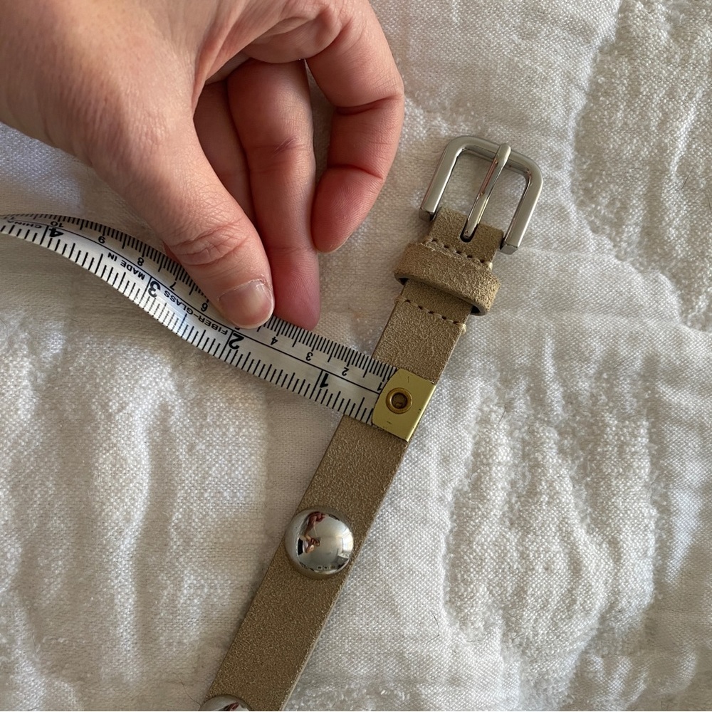 Sandro White Cream Suede Silver Stud Belt